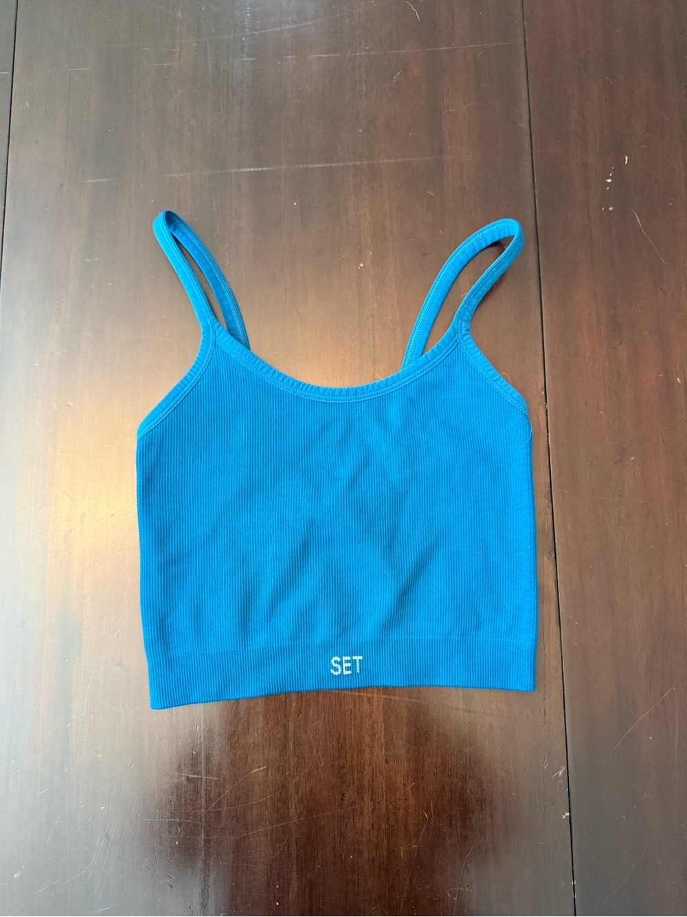 Set active teal Ribbed Tank Bralette -